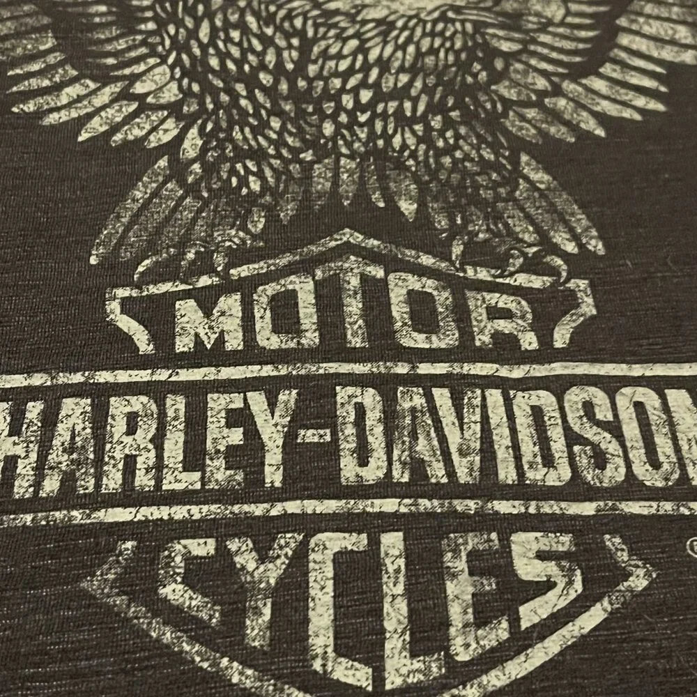 Genuine Harley Davidson Women's Eagle Short Sleeve Dark Grey Shirt Size L - Picture 2 of 4